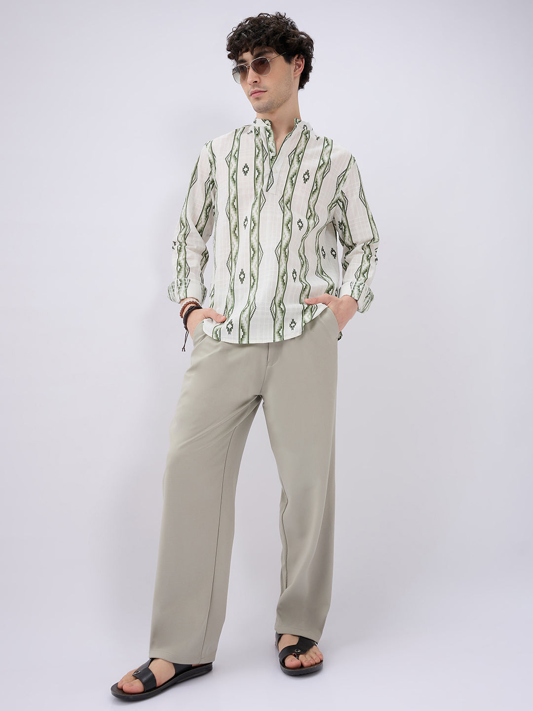 Nomad Green Motif Printed Kurta