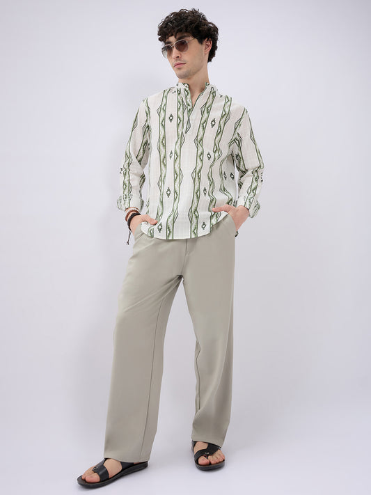 Nomad Green Motif Printed Kurta
