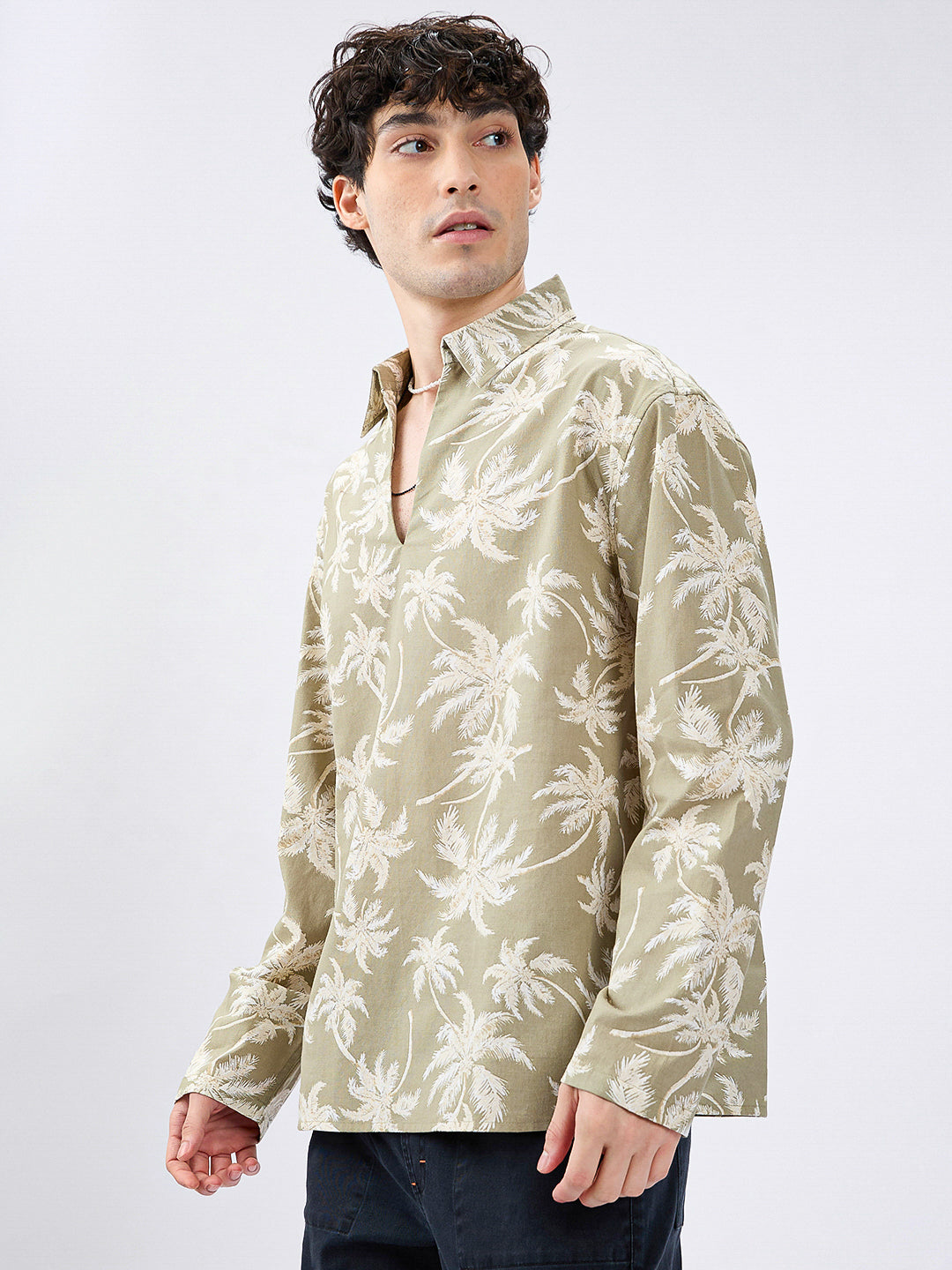 Beachy Palm Escape Oversized Polo Shirt