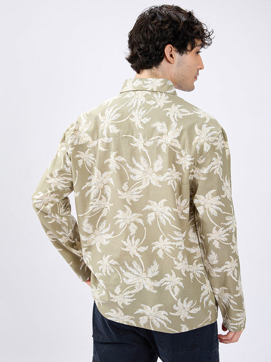 Beachy Palm Escape Oversized Polo Shirt