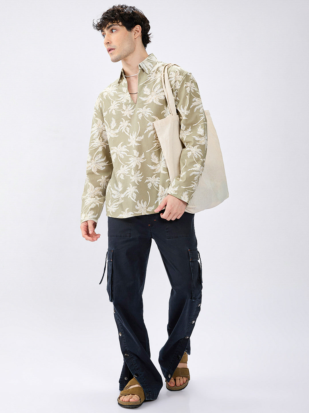 Beachy Palm Escape Oversized Polo Shirt