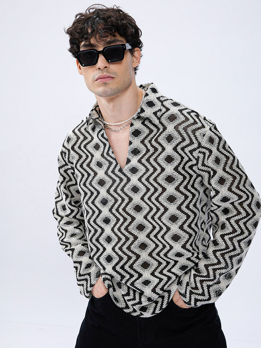 Monsoon Rhythm Designer Mesh Oversized Polo shirt