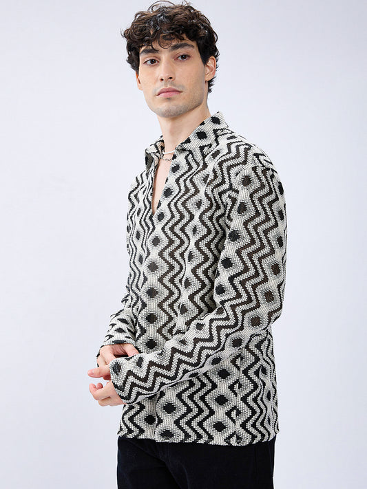 Monsoon Rhythm Designer Mesh Oversized Polo shirt