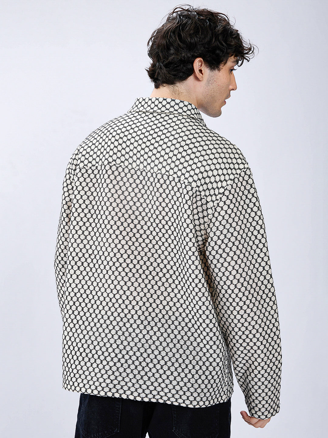 Hexcraft Twinstitch Honeyframe Mesh Oversized Polo Shirt