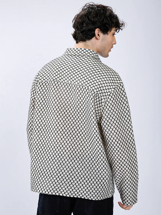 Hexcraft Twinstitch Honeyframe Mesh Oversized Polo Shirt