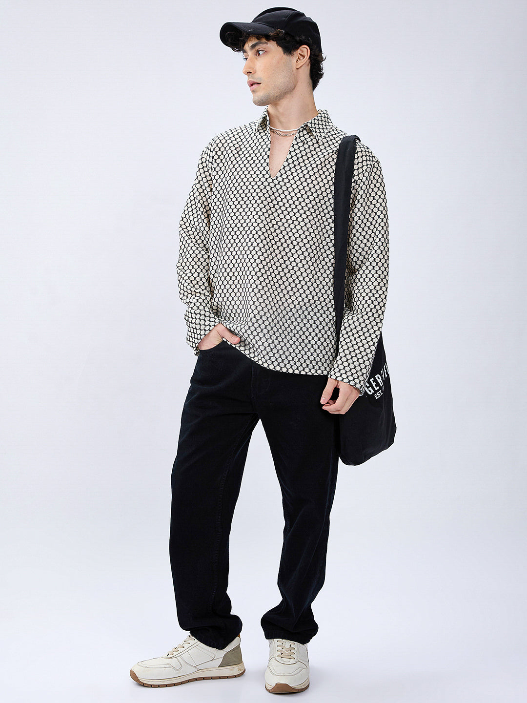 Hexcraft Twinstitch Honeyframe Mesh Oversized Polo Shirt