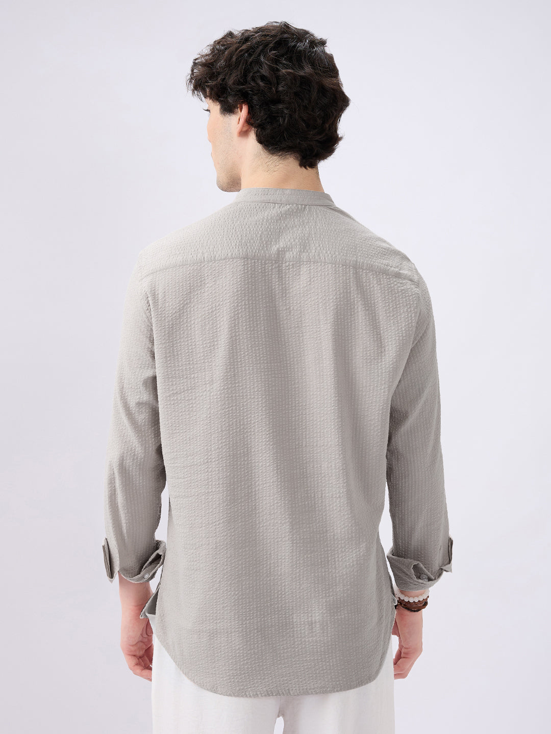 Classic Cloud Grey Seersucker Kurta