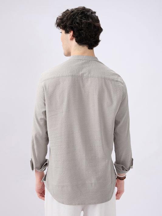 Classic Cloud Grey Seersucker Kurta