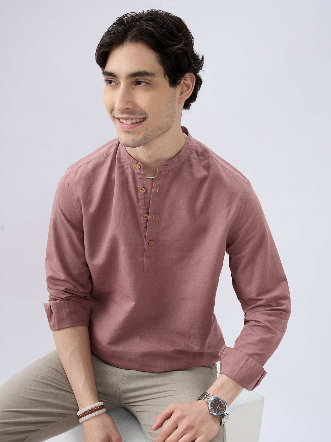 Smoky Rose Everyday Linen Kurta