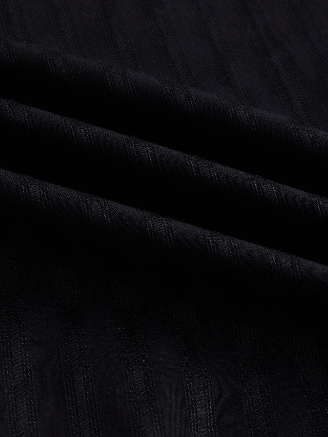 Jet Black Glossy Striped Kurta