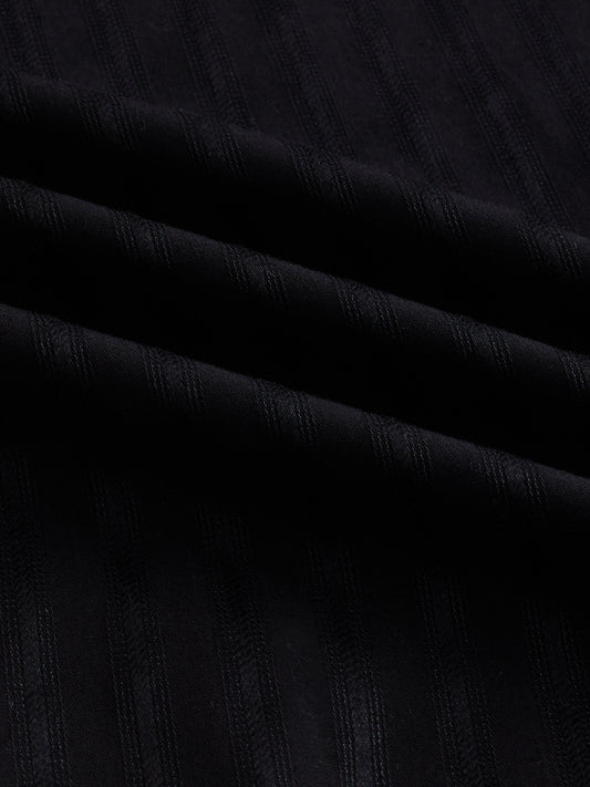 Jet Black Glossy Striped Kurta