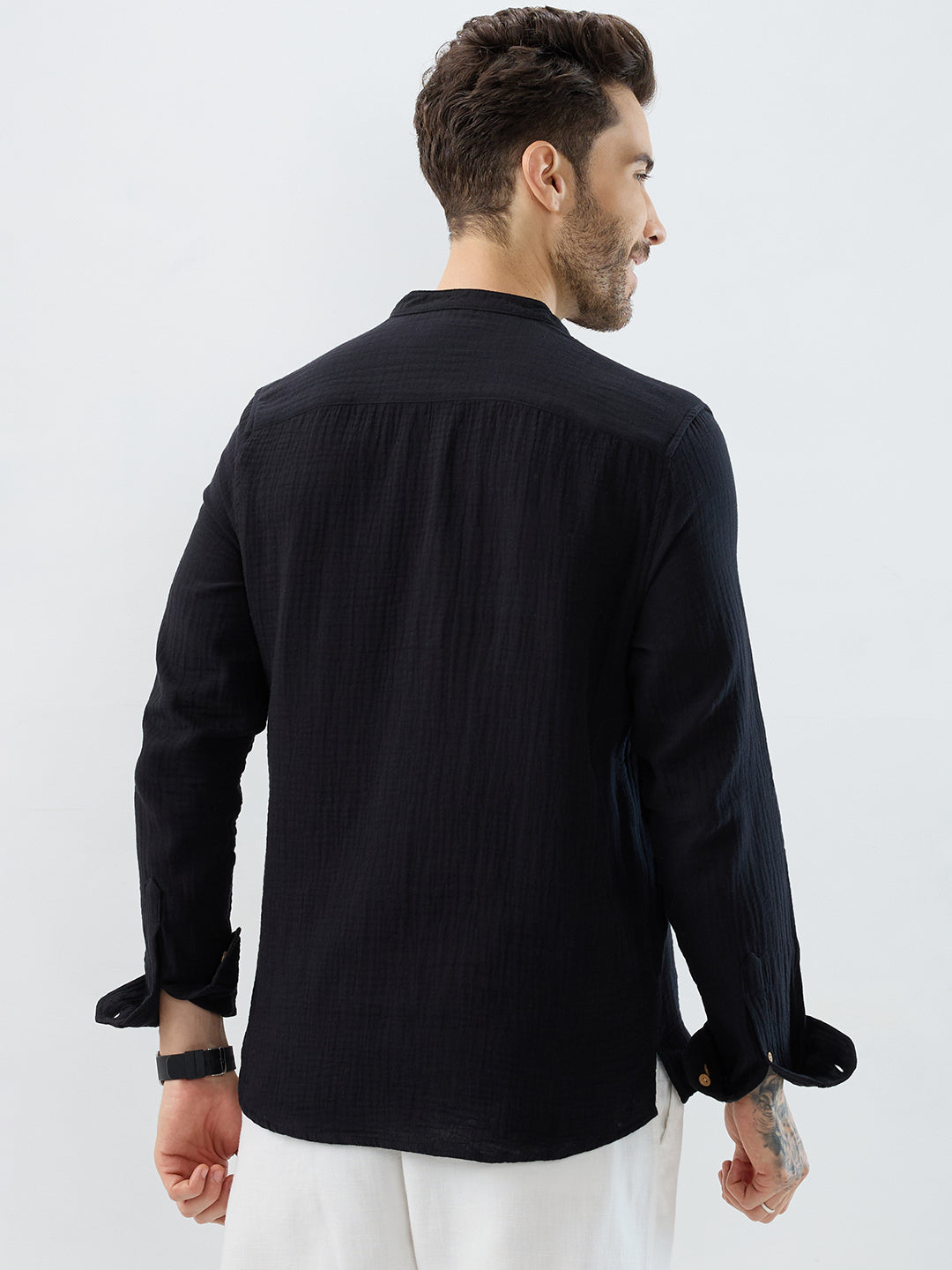 Deep Black Double Cloth Kurta