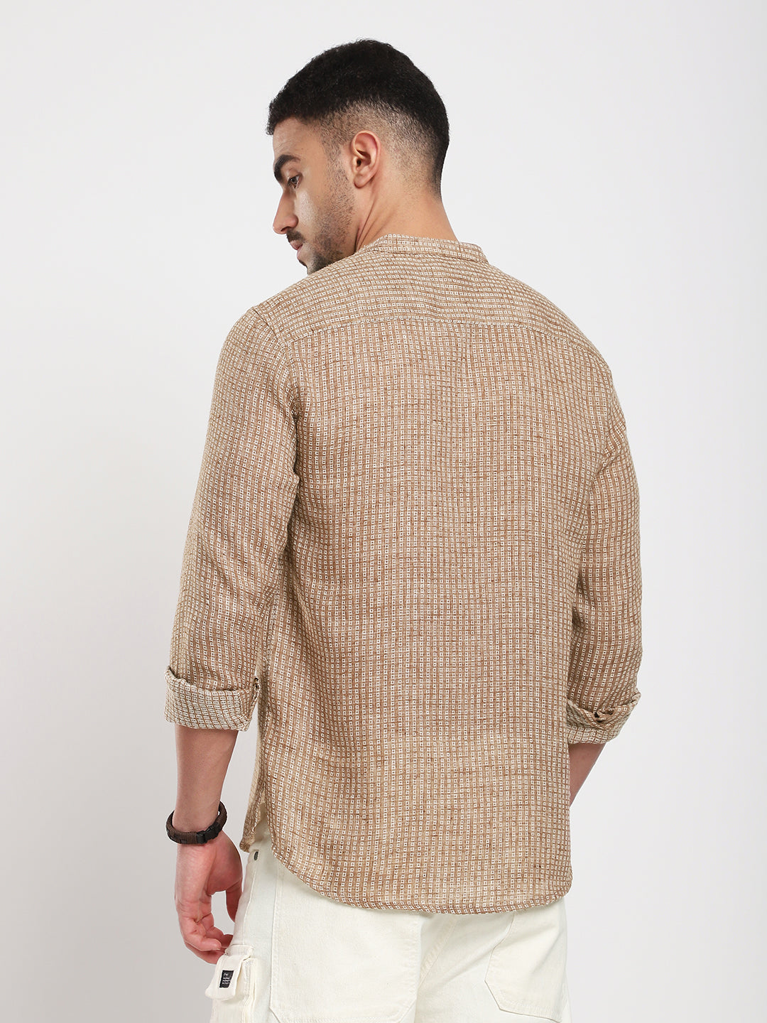 Retro Brown Mini Square Woven Kurta