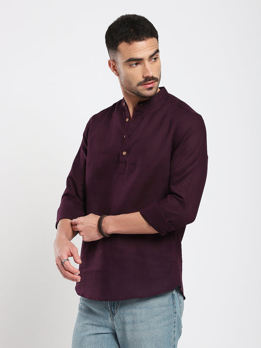 Royal Plum Essence Pure Linen Kurta