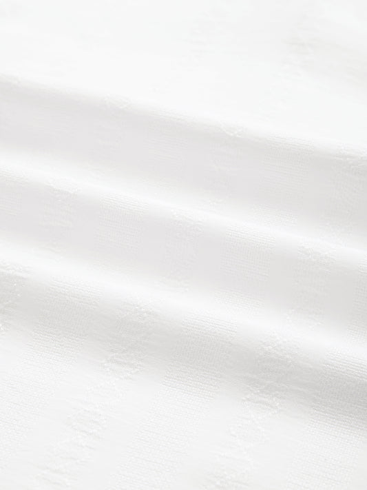 White Minimalist Jacquard Striped Kurta