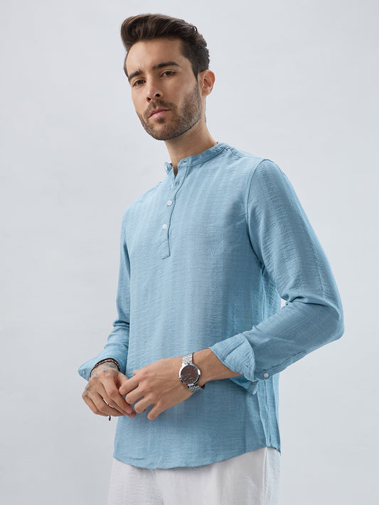 Aqua Mist Jacquard Striped Kurta