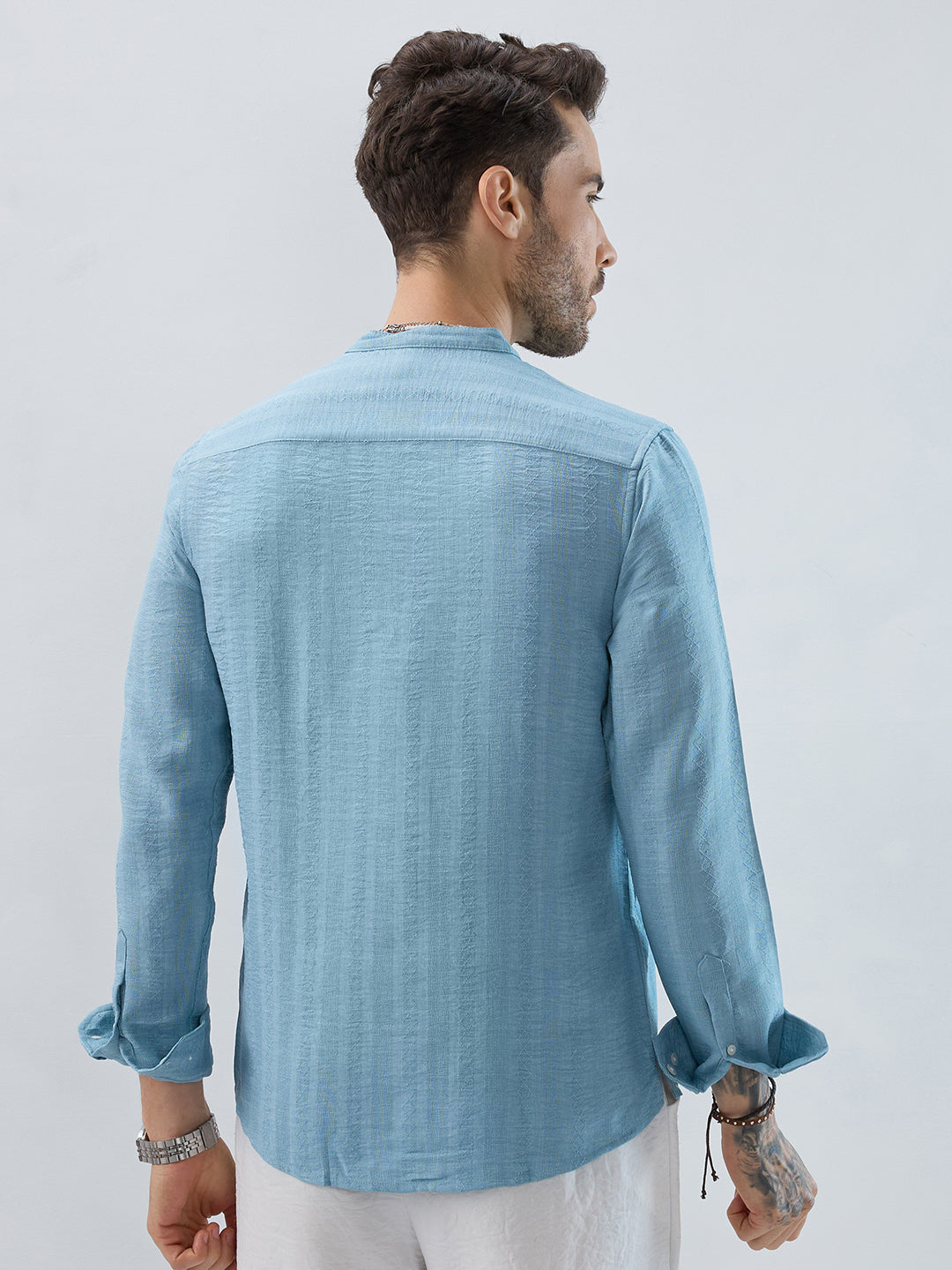 Aqua Mist Jacquard Striped Kurta