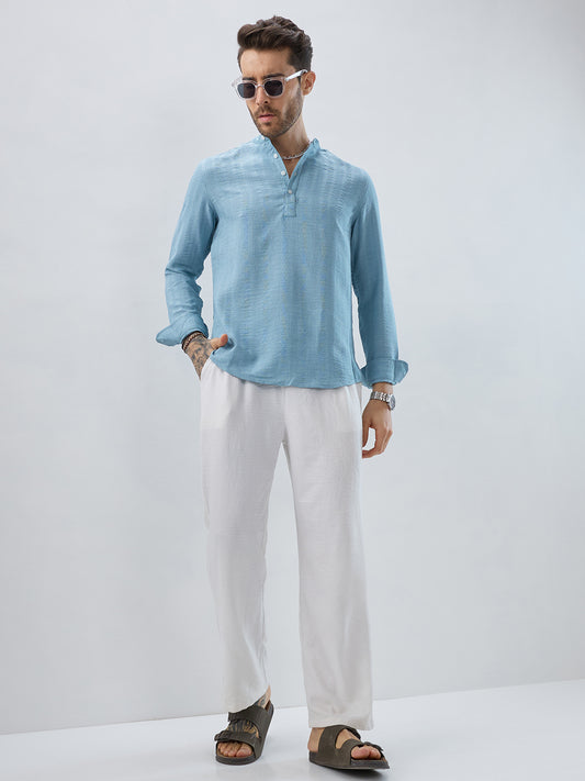 Aqua Mist Jacquard Striped Kurta