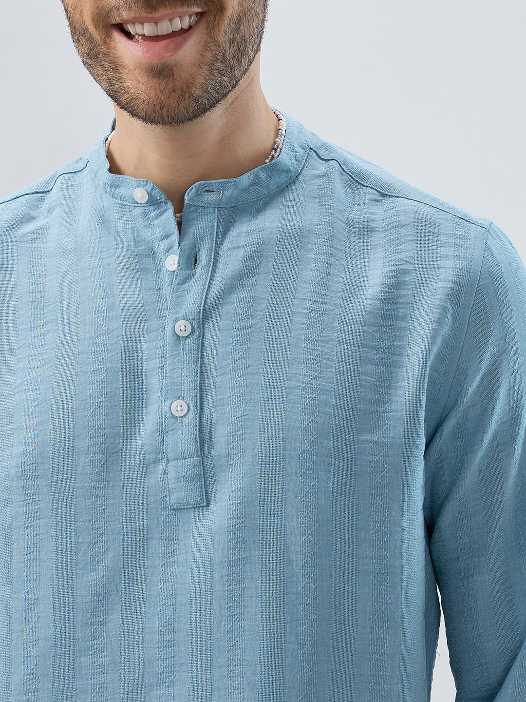 Aqua Mist Jacquard Striped Kurta