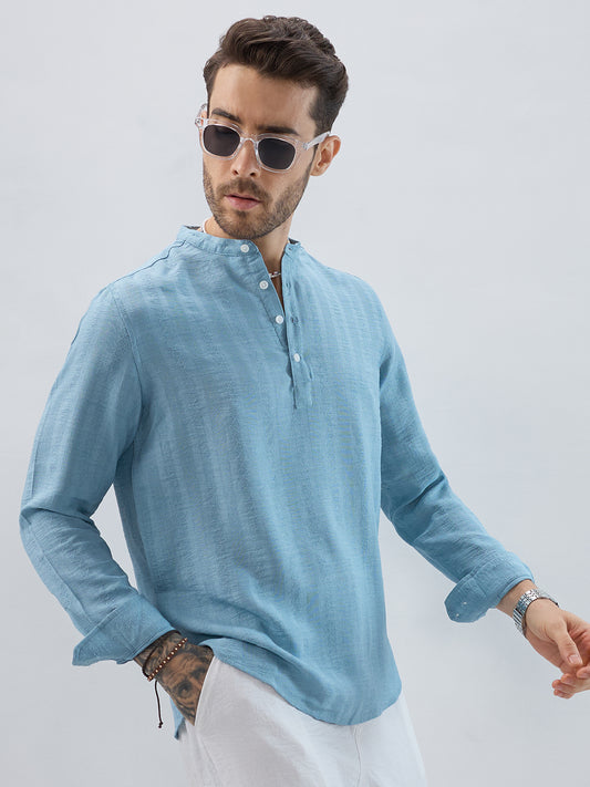 Aqua Mist Jacquard Striped Kurta