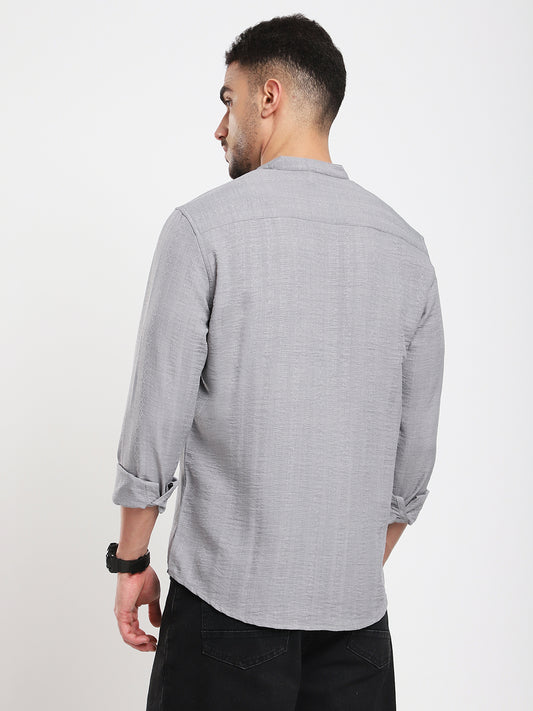 Monsoon Grey Refined Jacquard Striped Kurta