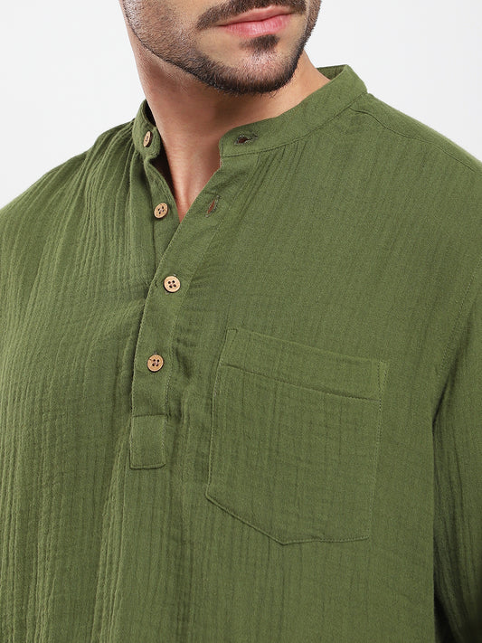 Autumn Olive Double Cloth Kurta