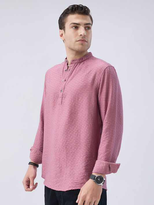 Mystic Pink Block Weave Jacquard Kurta