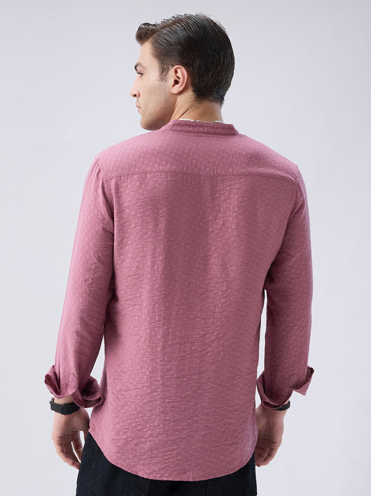 Mystic Pink Block Weave Jacquard Kurta