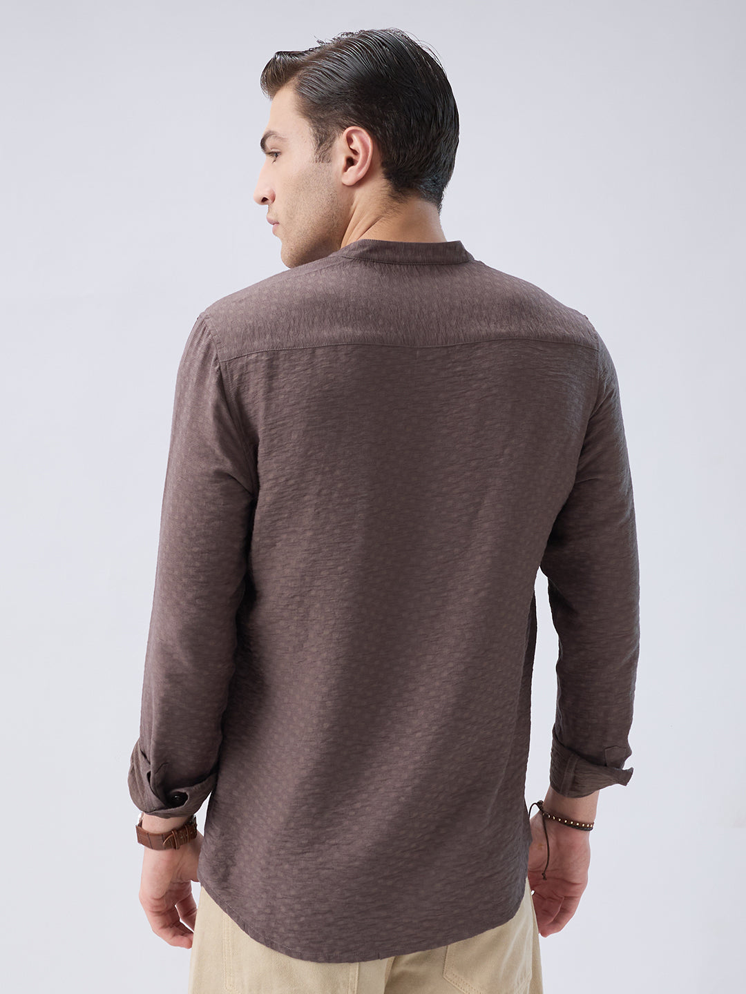 Refined Bark Brown Textured Kurta