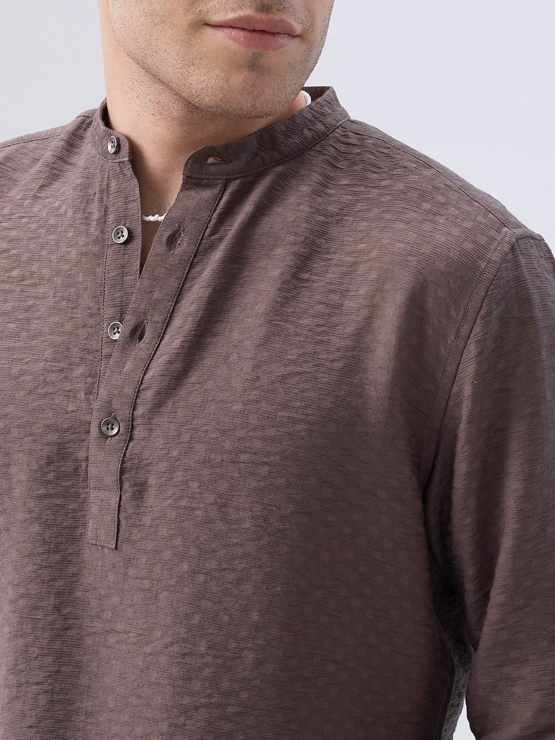 Refined Bark Brown Textured Kurta