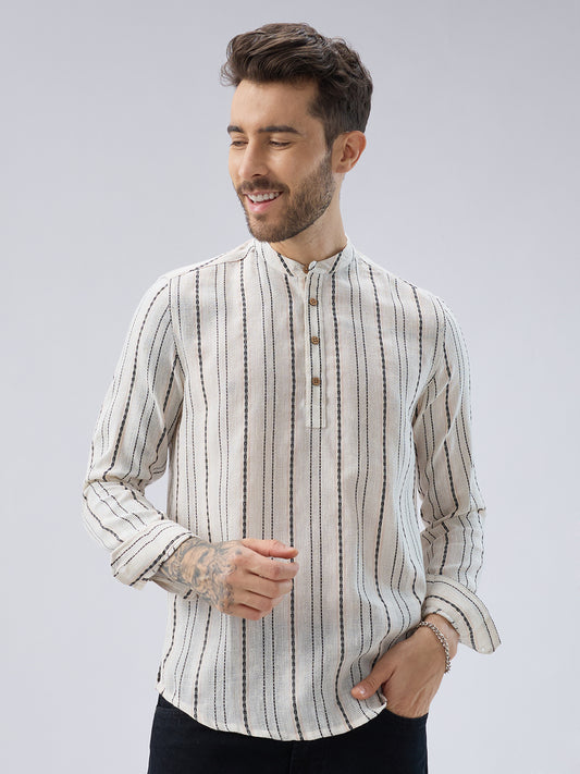 Elegant Ivory Loomed Textured Kurta