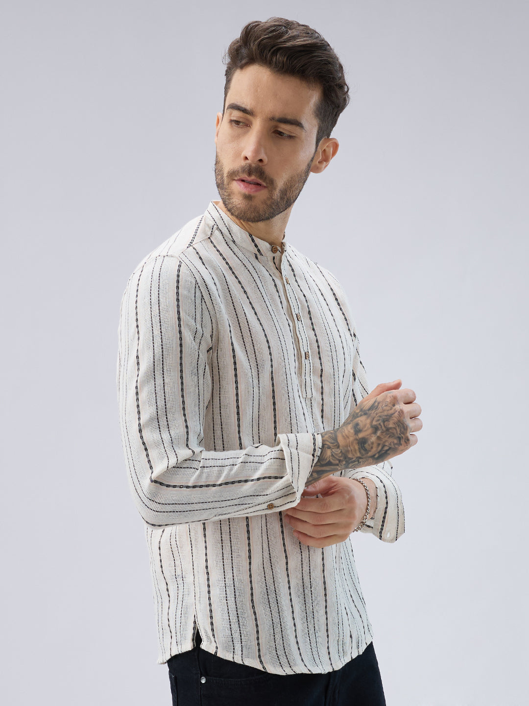 Elegant Ivory Loomed Textured Kurta