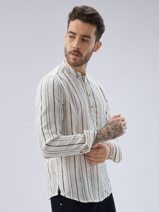 Elegant Ivory Loomed Textured Kurta