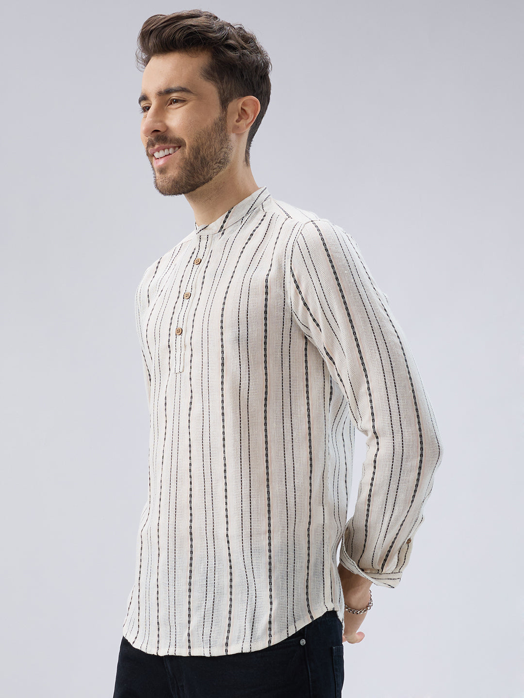 Elegant Ivory Loomed Textured Kurta