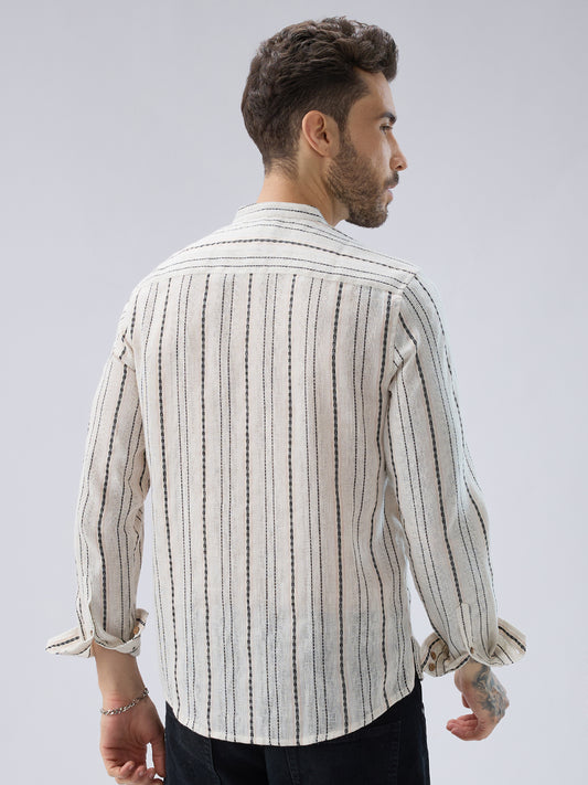 Elegant Ivory Loomed Textured Kurta