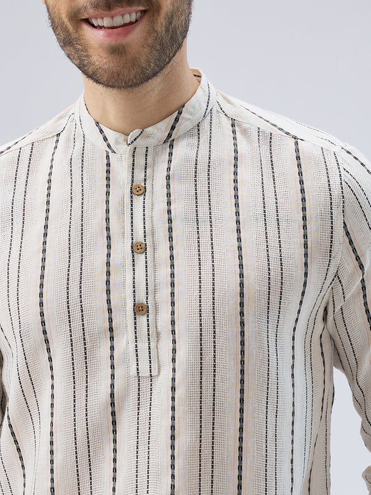 Elegant Ivory Loomed Textured Kurta