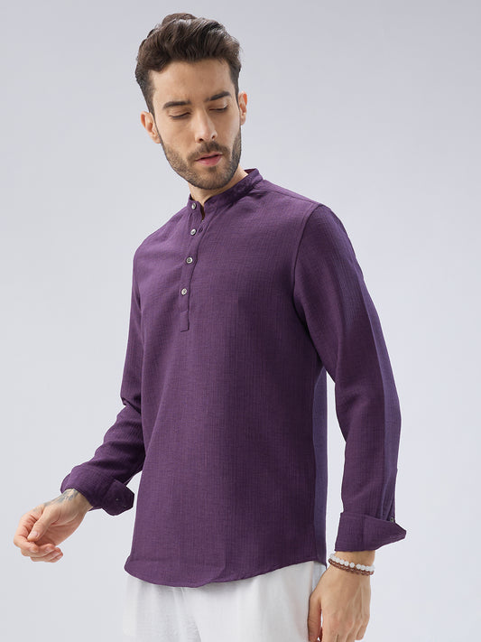 Plum Minimal Textured Kurta