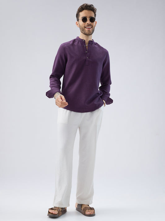 Plum Minimal Textured Kurta