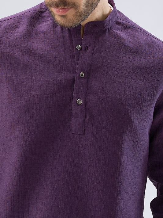 Plum Minimal Textured Kurta