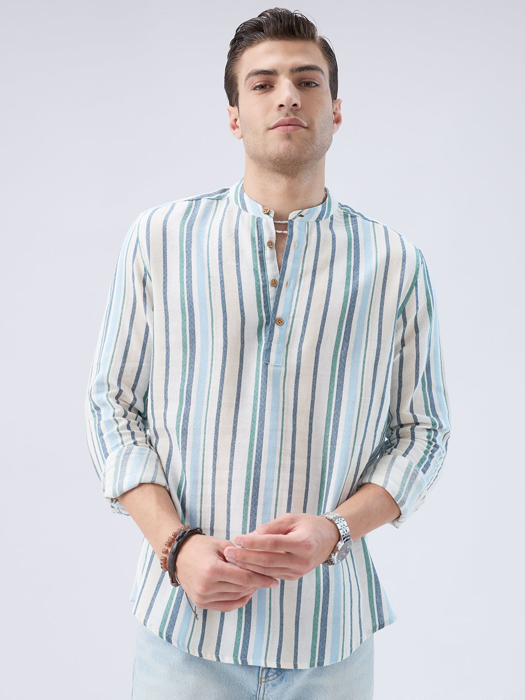 Classic Riviera Aqua Striped Kurta