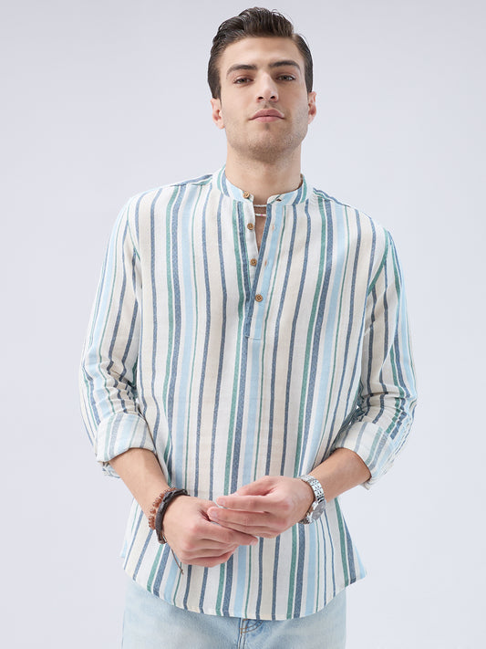 Classic Riviera Aqua Striped Kurta