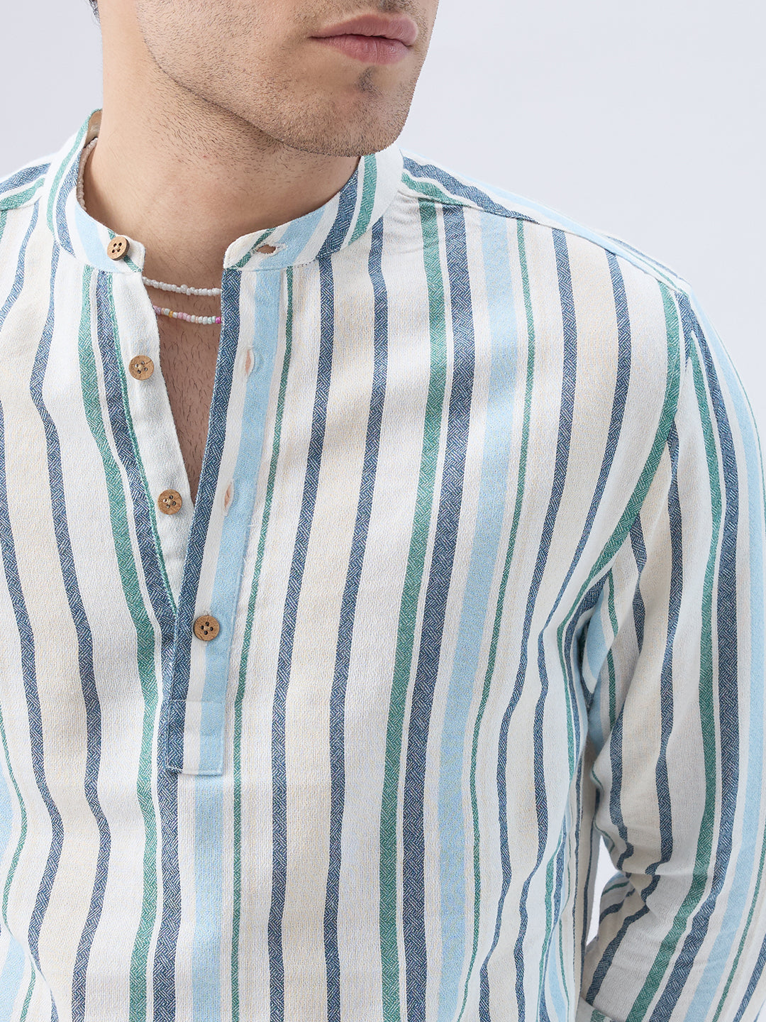 Classic Riviera Aqua Striped Kurta