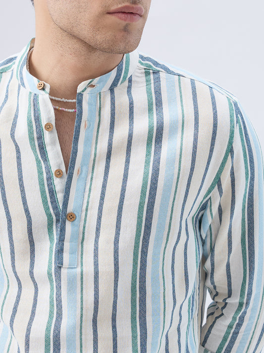 Classic Riviera Aqua Striped Kurta