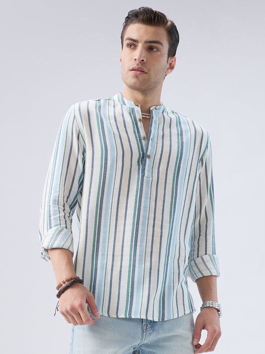 Classic Riviera Aqua Striped Kurta