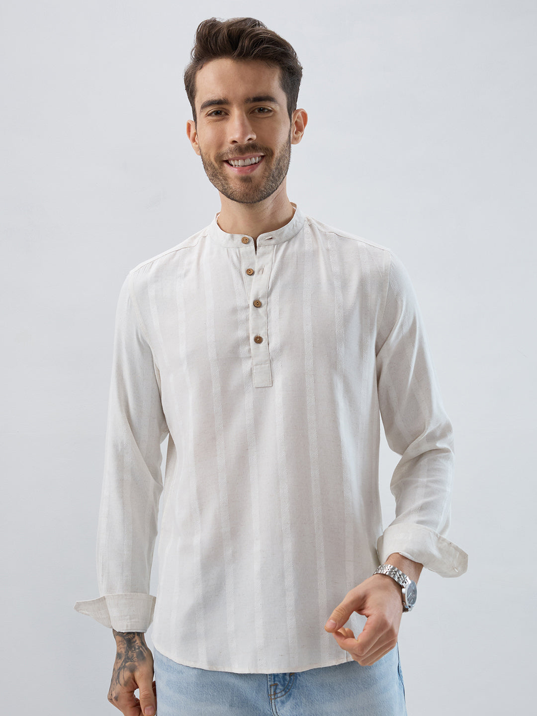 Refined Cream Grainy Kurta