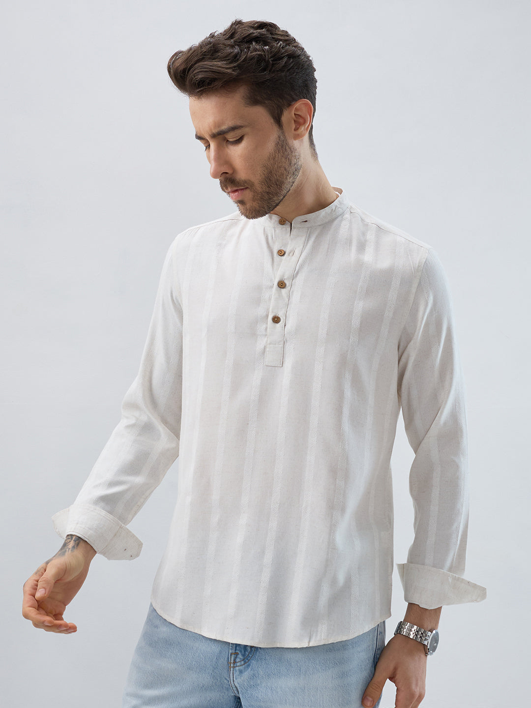 Refined Cream Grainy Kurta