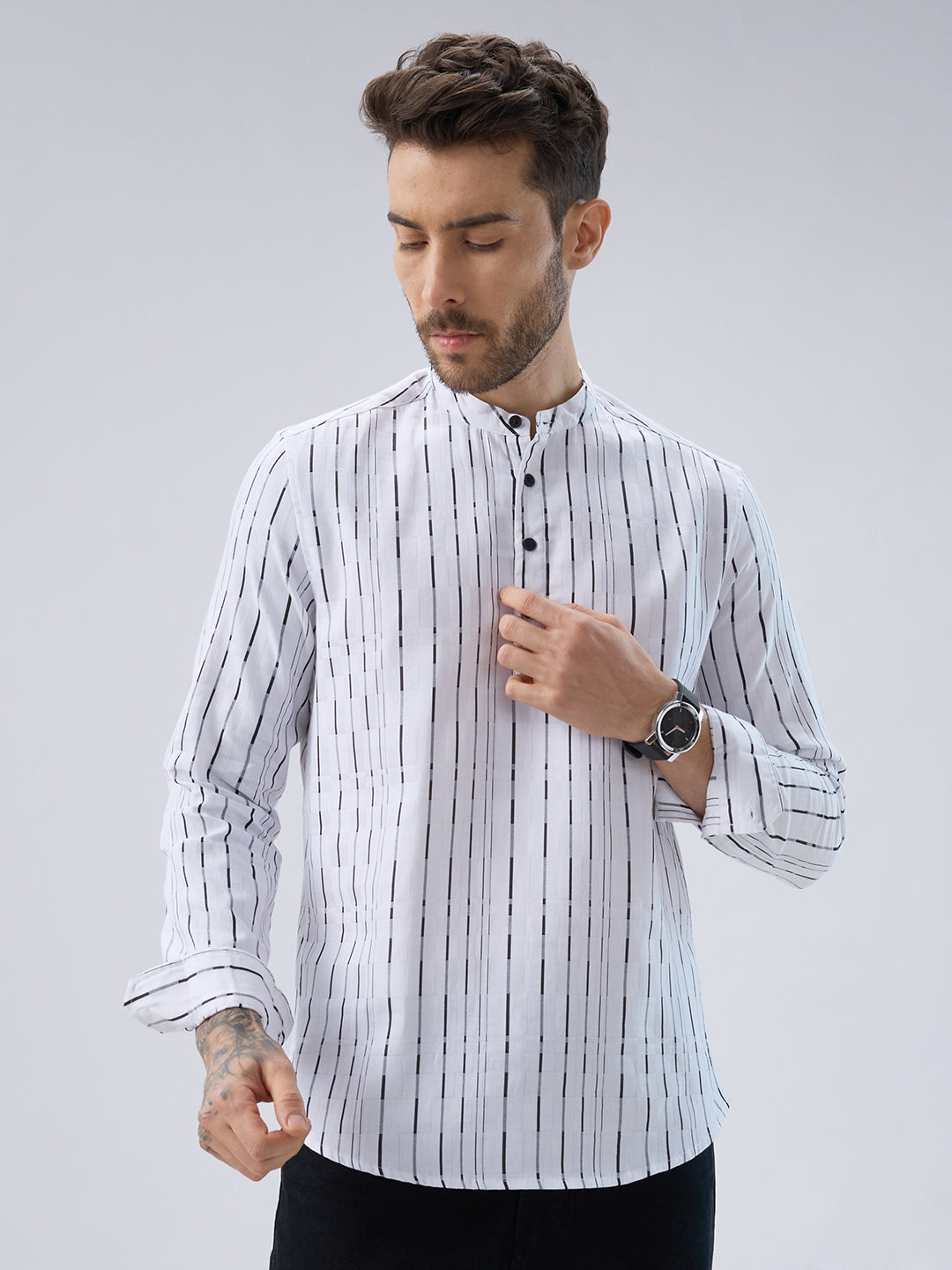 Crisp Canvas Contrast Striped Kurta