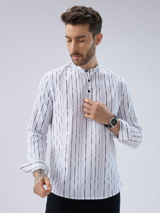 Crisp Canvas Contrast Striped Kurta