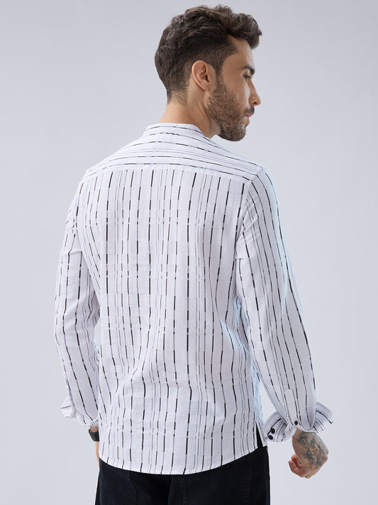 Crisp Canvas Contrast Striped Kurta