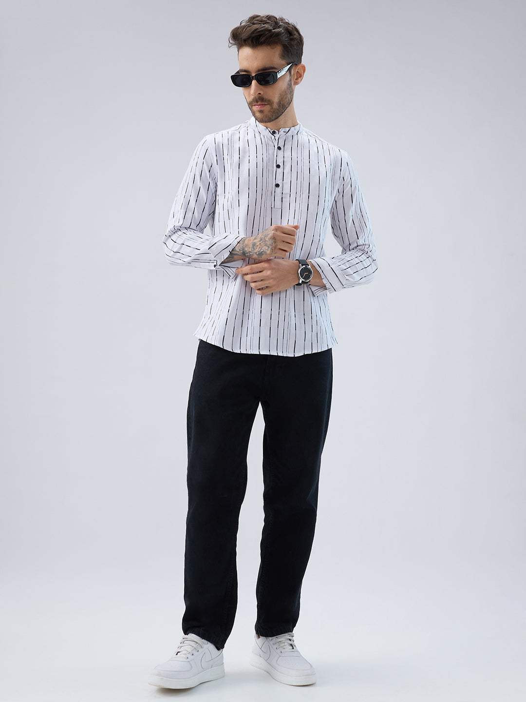 Crisp Canvas Contrast Striped Kurta